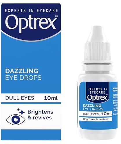Optrex Dazzling Eye Drops, Brightens & revives, Dull Eyes, 10ml, Brighter and Dazzling Eyes, Instant Results, Easy to Apply