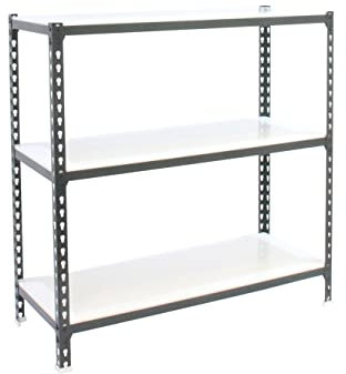 PROREGAL Schwerlastregal SMALL Metal Shark | HxBxT 100x110x50cm | Fachlast 200kg | Anthrazit-Weiß | Regal Standregal Werkstattregal Lagerregal Kellerregal