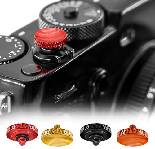 REYGEAK 4 pezzi grilletto concavo in lega di alluminio, pulsante di scatto morbido per Leica, per Fujifilm X100VI X-T30 X-T20 X-T10 X-T5 X-T4 X-T3 X-PRO ((4 pezzi (rosso/marrone/arancione/nero))