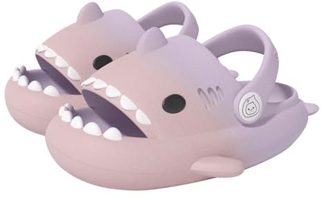 WUYISTAR Pantofole da squalo per bambini Ragazzi Ragazze Pantofole Squalo Antiscivolo Sandali da doccia per la spiaggia Scarpe da doccia per piscina con infradito Rosa Viola