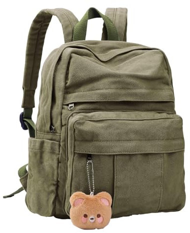 Phaoullzon Mini-Rucksack für Teenager, Mädchen, aus Segeltuch, klein, niedlich, Olivgrün, Small, Größe S: