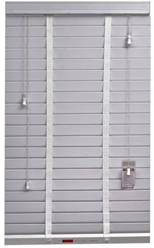 REHAN & CO Faux wood window Venetian Blinds 50mm Slats with String/Tape Blinds Aluminium Headrail Trimmable Child Safe Home Office Window Blind (Grey Tape, 195Wcm x 213Hcm)