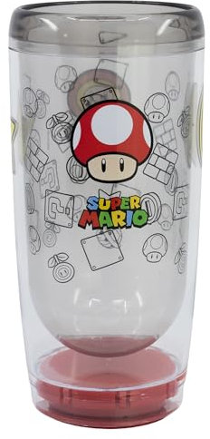 Doppelwandiger Kunststoffbecher, Kippschutz, 625 ml, Super Mario