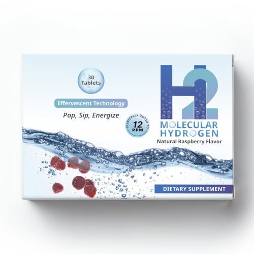 WELLNESS EXTRACT H2 Molecular Hydrogen Water Tablets with Magnesium – 12 PPM Effervescent Hydrogen Tablets for Drinking Water, Supports Hydration, Energy & Metabolism, Raspberry Flavor, 30 Tablets