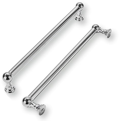 khtumeware Schrankgriffe, 25,4 cm, Lochmitte, poliertes Chrom, robust, solide Schrankgriffe, Schränke, Kommoden, Küchengriffe, Badezimmerschränke, 2 Stück