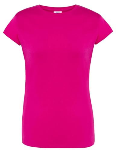 WIXSOO T-Shirt Girocollo Donna 100% Cotone Naturale (IT, Testo, M, Regular, Regular, Fuxia)