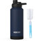 Kiocko botella agua acero inoxidable,1 litro, 800 ml, 600 ml, sin BPA, a prueba de fugas, botella agua gimnasio térmica para escuela, deportes, ciclismo, gimnasio, niños y niñas（Azul marino）