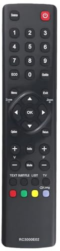 RC3000E02 - Mando a distancia de repuesto para TCL TV L32S4603 L32F3393 L32F3390C L32E3004 L32E3000C L32D3300C L32E3003 H32E4403 H32D402 6 L39. F3300FC L39E3000FC L40E3005F L40E3003F F40S3804 F50S3803