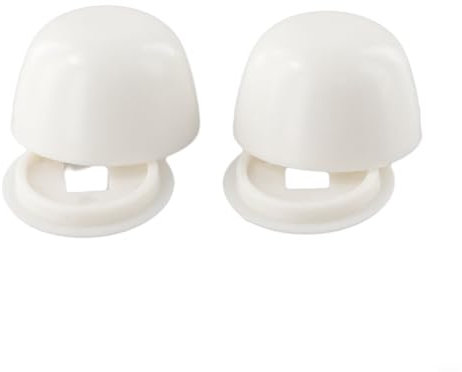 Lot de 2 paires de bouchons de boulon de toilettes ronds, capuchons de boulon à poussoir, bouchon de sol pour vis de cuvette de toilette, cache-vis blanc