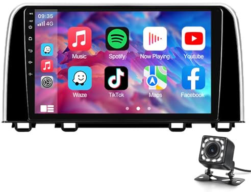 Keoaiob Car Radio Für Cr-v 2017-2019 Mit Drahtloser Carplay Android Auto, Android 14 9 Zoll Touchscreen Stereo Mit GPS Navi WiFi Bluetooth SWC Eq Reverse Camera Spiegel Link RDS(Color:4G+64G)