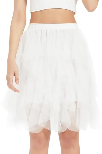 BALAYSIER Tüllrock Damen Elastischer Bund Unregelmäßig Tüll Rock mit Futter für Party, Abschlussball, Karneval