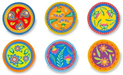 Excelsa Gipsy Set 6 Piattini Decorativi in Porcellana, dessert e aperitivo, Motivi Floreali