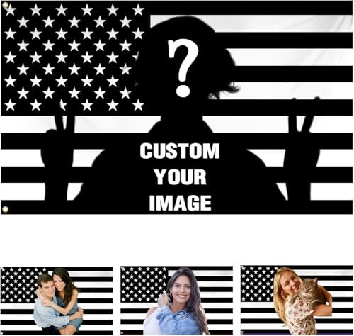 Custom American Flag Double Sided -Custom Pink American Flag Tapestry,Design Your Image Funny Customized Flag Living Room, Bedroom Outdoors Garden Flags (Black)