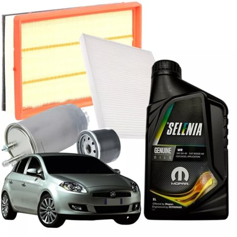 KIT TAGLIANDO 4 FILTRI OLIO MOTORE 5W40 5L PER BRAVO PUNTO EVO GT 1.6 1.9 | Kit tagliando manutenzione auto completo, contatta il venditore per la compatibilità sicura