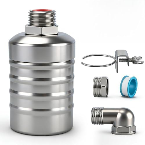 NAVESO Schwimmerventil,Schwimmerventil 3/4 Zoll 1/2 Zol,1/4 Zoll,Automatische Wasserstandsregelung Einstellbar,304 Edelstahl Schwimmerventi-l Regentonne für Wassertanks, Pool,Spülkasten,Fischteiche