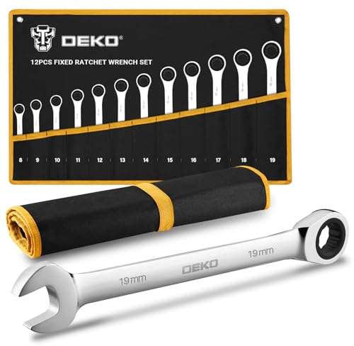 DEKOPRO 12 Llaves Combinadas 8-19mm 72D Carraca Acero Cromo Vanadio Bricolaje