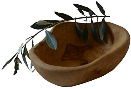 Prosudweb Coupe à fruits Basse forme ovale en bois d'olivier