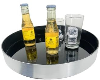 Chabrias 13 Bar Tray Bar Drinks Food Serving Carrier, Drinks Holder, Shot Platter, Round Carrier, Serving Platter, Waiters Aid, Perfect for, Gatherings, Restaurants, and Home (13 Tray)