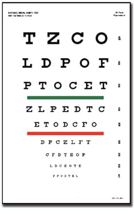 GIMA 31301 Tableau Optométrique Snellen 23 x 35,5, 3 m