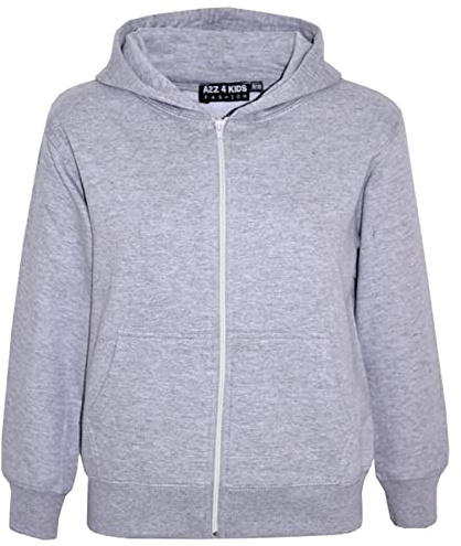 A2Z 4 Kids Plain Full Zip Hoodie for Girls & Boys Long Sleeve School Sweatshirt Jacket Ages 5–13 Years