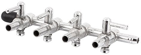 sourcing map Metal Aquarium Fish Tank 4-Way Air Pump Control Valve Manifold Taps