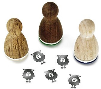 Stemplino® Ministempel - Motiv: Smokey Schaf - 12mm Durchmesser - Holzstempel Kinder Stempel Bullet Journal Stempel mit Schaf Motiv Schaf Stempel