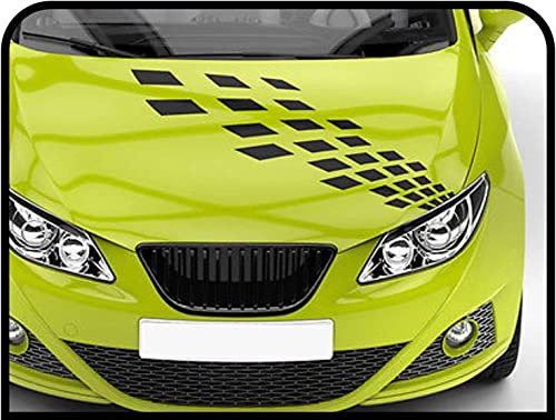 GRAFIC Selbstklebende Aufkleber Motorhaube Streifen Zielflagge für Auto Dekoration Aufkleber klebrigen Bänder Haube Fronthaube Motorhaube Streifen Sportwagen-Tuning (SCHWARZ MATT)