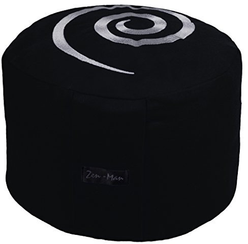 Zen Man Yogakissen, Meditationskissen mit Spiralmuster (Schwarz)