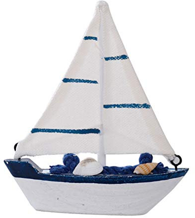 VOSAREA Wooden Sailboat Ornament Sailboat Model Beach Nautical Decoration