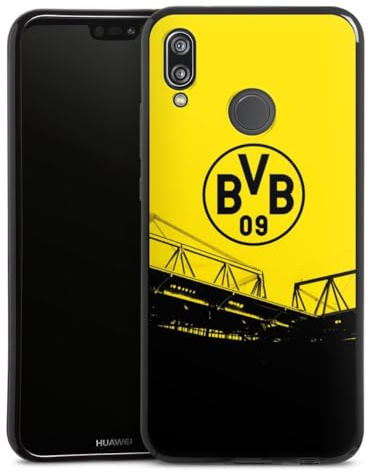 Silikon Hülle kompatibel mit Huawei P20 Lite Case schwarz Handyhülle Borussia Dortmund BVB Fanartikel