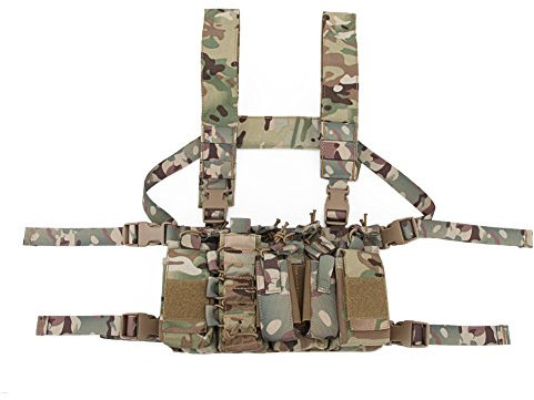 XUE Taktische Weste Chest Rig für Softair Paintball mit 5,56 9mm Magazine Taschen für Airsoft Armee Polizei Militär Jagd Tarnung