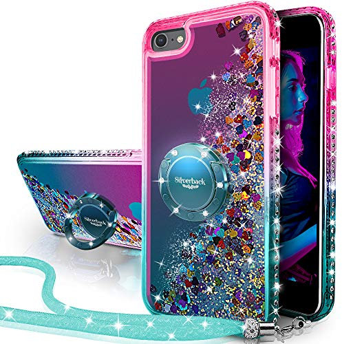Miss Arts für iPhone 6S Plus/6 Plus Hülle,[Silverback] Mädchen Glitzern Handyhülle Hülle mit Ringständer, Cover Silikon Flüssigkeit Treibsand Schutzhülle für iPhone 6/6S Plus (Grün)