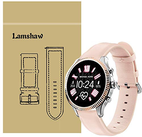 LvBu Armband Kompatibel mit Michael Kors Lexington 2, Quick Release Leder Classic Ersatz Uhrenarmband für MK Lexington 2 Smartwatch (Pink)