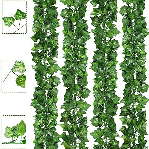 Bioc 24 Pezzi Edera Artificiale Finta, Piante Pendenti Artificiali Edera Finta, Edera Finta Decorazioni Edera Finta Pianta Artificiale Per Esterno, Balconi, Casa, Giardino, Feste