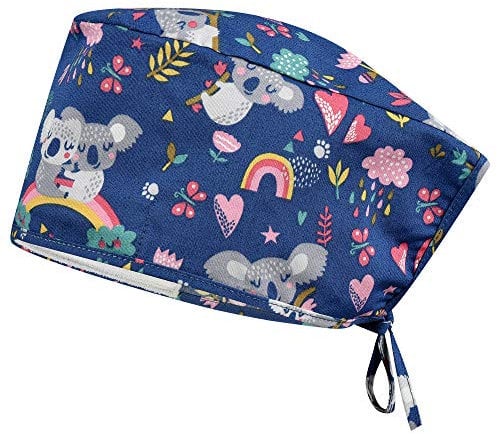 B-well Op Haube Stoff OP Hauben Stoff Krankenschwester Zubehör für Ärzten, Krankenschwestern, Zahnärzten, Pharmazeuten, Tierärzten, Medizinischem Personal (Koalas)