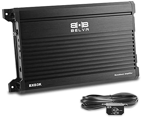 Belva BXD3K 3000W Peak BX-Series 1-Ohm Stable Class-D Monoblock Car Audio MOSFET Amplifier with Remote Subwoofer Level Control