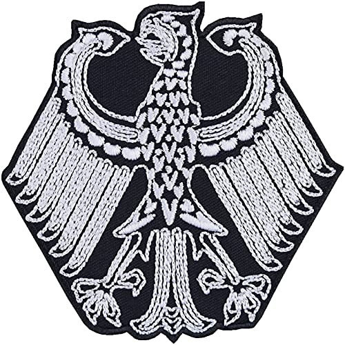 Deutschland Aufnäher Deutscher Adler Aufbügler zum annähen/aufbügeln | Eagle Patch Germany Biker Bundesadler Abzeichen Deutsch-Rock Fan Applikation für alle Stoffe | 85x85mm