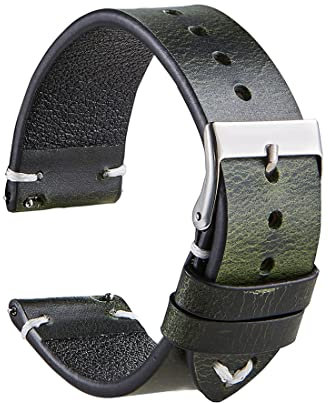 Tyogeephy Cuir Montre Bande - Cuir huilé One-Piece Bracelet pour hommes et femmes - Choix de couleur et largeur - 18mm, 20mm, 22mm