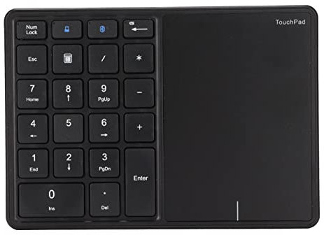 ASHATA Tastierino Numerico Bluetooth, Mini Tastierino Numerico BT4.2 22 Tasti, Tastierino Numerico di Ricarica 2.4G di Tipo C, Tastierino Portatile 2 in 1 con Touchpad, per Laptop, PC, Desktop(Nero)