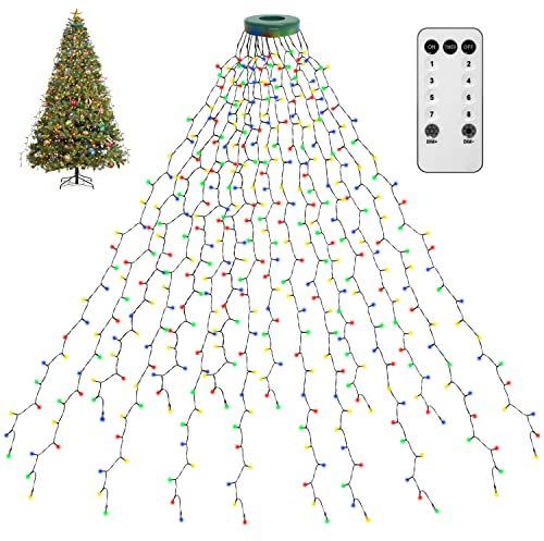 Fnwsja lichterkette weihnachtsbaum 400er LEDs Lichterkette Fernbedienung mit 16 Zweig 2meter Lichtstreifen für 1m-2.4m Weihnachtsbaum dekoration Garten Heim Party (Bunte)