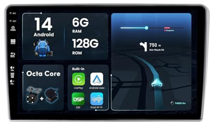 JOYX - 6G+128G - Android 13 IPS Autoradio Passt für Toyota Avensis (2002-2008) - Kabellos CarPlay/Android Auto/DSP - LED Kamera & MIC - 9 Zoll 2 Din - DAB Lenkradsteuerung Fast-boot 360-Kamera 4G WIFI