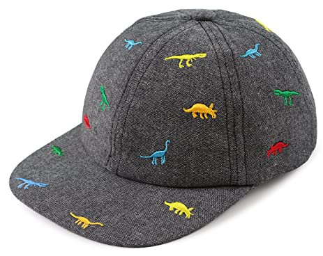 Pesaat Baby Schirmmütze Junge Baseballcap Kinder Sonnenhut UV Schutz Baby Junge Baseballkappe Kinder Jungen Sommerhut (Dunkelgraue Dinosaurier, Gr.52cm(2-4Jahren))