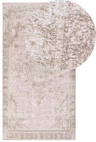 Tapis Rose en Coton 80 x 150 cm à Effet Vieilli Style Oriental pour Chambre Matarim