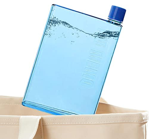 Piomoner Flat A5 Square Water Bottle for Handbag, Small BPA-Free 350ml/420ml Book Drink Bottle for Sports, Travel, School