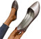 Minetom Damen Pumps Pointed Toe Kunstleder rutschfest Business Büro Flache Schuhe Ballerinas Elegant Bequem Hochzeit Abend Party Braut Schuhe A2 Grau 39 EU