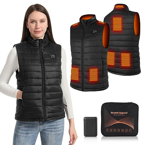 Amiable Veste Chauffante Femme avec Batterie, 8 Zones de Chauffage, 5 Températures pour Randonnée Ski Camping - XL