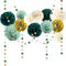Partydekoration Pompons 15 Stück Grün Gold Weiß Seidenpapier Pompons Deko mit Tissue Papier Pom Poms und Dots Papier Girlande für Hochzeit Abschlussball Babyparty Geburtstag