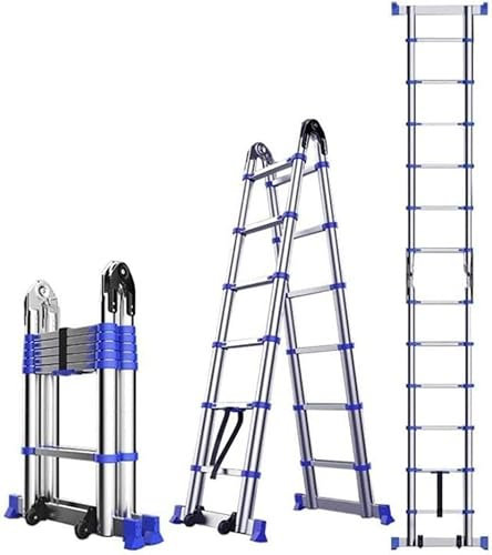 Blaue einziehbare Mehrzweck-Teleskopleiter, Dachzelt für den Außenbereich und Teleskop-Verlängerungsleitern für den Notfall, Belastung 200 kg (Größe: 2,55 m + 2,55 m/8,3 Fuß + 8,3 Fuß) Full of Stars