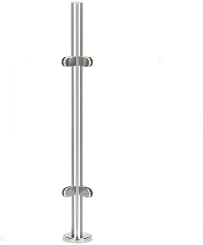 aleawol 110cm Stainless Steel Balustrade Posts Corner Post with Glass Clamps and Rubbers, for 8-12mm Glass, Railing Column for Outdoor Indoor Staircase Landing (Corner Post)