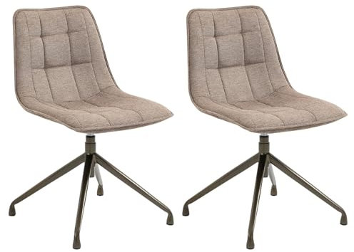 IDIMEX Esszimmerstuhl Rio mit Drehfunktion 2er-Set, Besucherstuhl im modernen Design in Beige, Küchenstuhl mit Metallgestell, Besuchersessel mit Ziernähten und grober Stoffstruktur